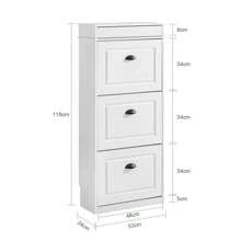SoBuy 3 Flip-Drawers Shoe Cabinet Shoe Rack Shoe Storage Cupboard Organizer Blue W53 X D24 X H118cm FSR94-B - Black and White - View 4