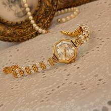 1 New French Fashion Elegant Ladies Pearl Strap 30 Meters Waterproof Personality Niche Quartz Watch, Suitable For Daily Wear - 均碼 - 查看 10