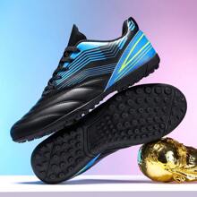 1 双男式足球鞋，防滑耐用，皮革鞋面，多色鞋钉设计，橡胶外底，适合泥泞、短草地的专业比赛鞋 - 255黑色 - 查看 3