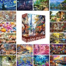 1 Box 1000 Piece Jigsaw Puzzle Toy, 70cm*50cm Size, Landscape & Cartoon Oil Painting Style, Adult Stress Relief, Decorative Art, Suitable For Halloween, Christmas, Holiday Gifts