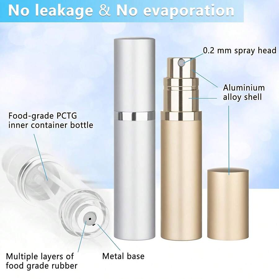 Bình xịt nước hoa du lịch 5ml có thể nạp lại, Chai nước hoa có thể nạp đầy ở đáy, Bình xịt nước hoa mini, Bình xịt cầm tay bỏ túi phù hợp cho nam nữ, Quà tặng du lịch trên ô tô, Bình xịt bỏ túi cho du lịch và hộp đựng mẫu
