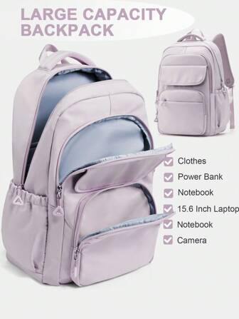 Skolryggsäck Laptopryggsäck 15-17 tum för kvinnor män, lätt slitstark skolbokväska män kvinna 15,6" datorväska