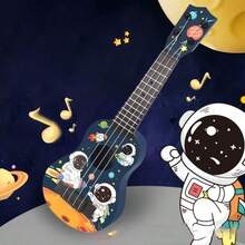 1pc Toy Classical Ukulele Guitar Musical Instrument, ABS Plastic Material, Brown, Halloween Gift