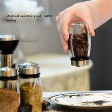 7件套调料罐套装，带旋转玻璃架，玻璃调味罐，适用于盐、胡椒粉、糖等，厨房收纳整理架
