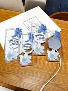 Blue And White Lilies Bible Verse Christian Print Pattern Premium Magnetic Phone Case For Compatible With IPhone 16e/16/15/14/13/12/11/ProMax/Pro/Plus/XSMax/XS/X, For Compatible With Samsung Galaxy S22/S23/S24/Plus/FE/Ultra,Fashion Female Summer Unique Cases Transparent Shockproof Anti-Drop Ultra-Thin Design Acrylic+Tpu Hard Back Non-Yellowing Clear Protection Cover Men Casing Girl Women Ultimate Protective Fundas Para Protectores De Celulares Accessories Friend Gift Aesthetic Protector Forro De Teléfono - 無色 - 查看 3
