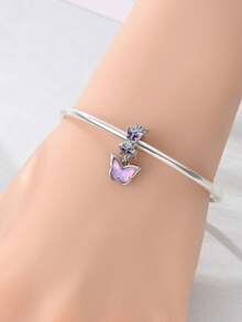 1pc Elegant 925 Silver Plated Colorful Zirconia & Enamel Butterfly, Clover DIY Bracelet Beads, Suitable For Girls/Mothers For Daily Wear, Summer, Carnival, Date, Anniversary