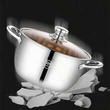 2layers Stainless Steel Steamer, SUS304 Material. Suitable For Making Soups, Seafood,Stews, Cream Soups And Small Cooking Pots, Gas Stoves And Induction Cookers Can Be Match - Silver - View 2