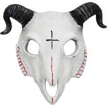 áscara gótica de cráneo de cabeza de cabra, cuernos de carnero,áscara de disfraz de cráneo de Animal,áscara de demonio malvado, disfraz de disfraz de Halloween - Cabra sangrienta - Ver 8