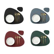 1/4/10 Juegos de manteles individuales triangulares y posavasos en forma navideña, manteles de cocina, almohadillas, decoración de mesa de cuero nórdico - CD rosa - Ver 1