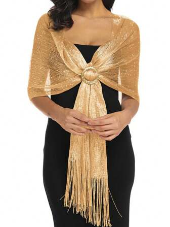 1 Piece Gold And Silver Thread Shawl Shoulder Ring Flat Scarf Neck Wrap Bride Bridesmaid Dance Party Wedding Dress Evening Gown Shawl