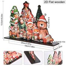 2D Flat, 1pc Animal Christmas Wooden Sign Plaque Ornament Christmas Gifts Christmas Decoration Festival Desktop Decoration Ornament Home Decoration Party Table Centerpieces Decorations Holiday Gifts For Family And Friends