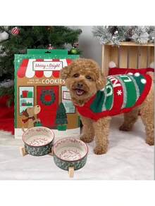 Ceramic Cat/Dog Bowl With Anti-Slip Wooden Stand, Elevated Pet Food & Water Bowl, Round Pet Feeding Bowl, Dishwasher , Easy To Clean - Mint Green - View 7