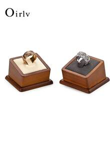 Oirlv 木质戒指架方形绒布戒指托盘情侣戒指展示架珠宝摄影道具求婚仪式氛围婚庆用品珠宝店展示架奢华格调 - 彩色 - 查看 4