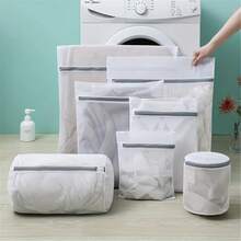 1/4/8pcs Zipper Cloth Laundry Bags, Thick Mesh Storage Bags, Portable Shoe Washing Bags, Lingerie And Underwear Washing Bags, Polyester Mesh Zipper Bags, Travel Storage Bags, Laundry Protection Garment Sorting Bags