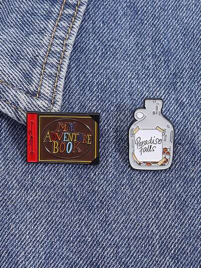 2pcs Bottle Books Enamel Needles Creative Fun Brooch Collar Badge Jewelry Gift For Friends