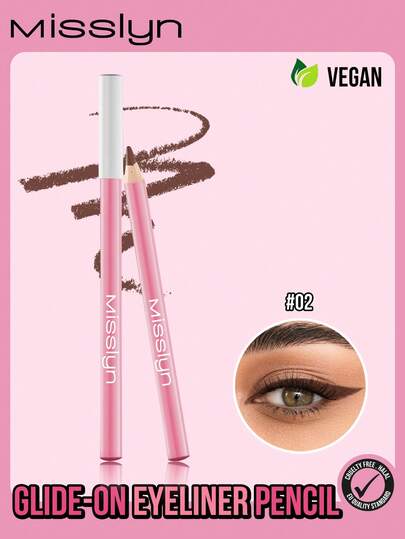  MISSLYN 眼线笔，眼部彩妆，哑光，质地顺滑，防水防汗，不晕染，持久显色，一笔成型，木质笔杆，柔软而坚韧，易于使用，多种颜色可选，新手友好，精准勾勒轮廓，适用于内眼线和外眼线，高显色度，打造浓郁清晰的线条。