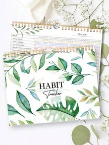 12 piezas Calendario de seguimiento de hábitos sin fecha, encuadernado en espiral, 10*8 pulgadas, 12 páginas con diferentes patrones de plantas, seguimiento de hábitos diarios/semanales/mensuales, mejora de la eficiencia - Multicolor - Ver 3