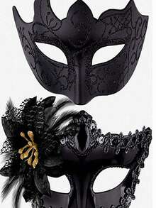 女士化妆舞会面具带手持棍派对面具半脸面具万圣节