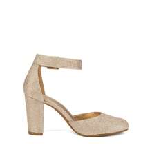 Women's High Heel Closed Toe Dress Shoes Chunky Wedding Pumps For Ladies - Gold-glit - View 6