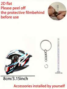 3件套2D平面亚克力赛车头盔钥匙扣 - 汽车钥匙扣、钥匙、时尚家居包包配饰、复古极限运动爱好者吊坠，适合装饰包包和车钥匙，万圣节、圣诞树节日派对装饰，送给家人和朋友的理想节日派对礼物 | 时尚设计，带保护膜 | 易于撕贴，细节逼真，适合男女包包挂饰、汽车配饰、教师、姐妹礼物创意、送给母亲、父亲、毕业典礼和老师的礼物 - 彩色 - 查看 15