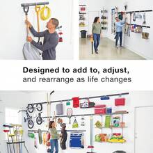 Soporte del Sistema de Almacenamiento de Garaje Rubbermaid FastTrack, Soporte de Estante de 16", Estante de Organización de Garaje para Almacenamiento o Espacio de Trabajo - Kit de riel y gancho de 5 piezas (para sistema de garaje FastTrack) - Ver 6
