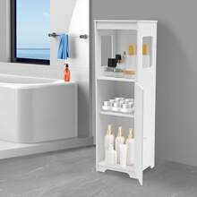 Mobiletto da bagno bianco con ventilazione (4 livelli) Moderno mobiletto portaoggetti in PVC con capacità di carico di 25 kg Ideale per bagno, toilette e camera degli ospiti