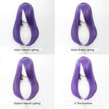 YEWELL 20英寸耐热合成纤维波波头假发，带刘海，粉色、蓝色、绿色、黑色、金色、白色可选，直发波波头假发，易于打理，耐热合成纤维假发，中分直发波波头假发，天然柔软纤维假发 - 彩色 - 查看 5