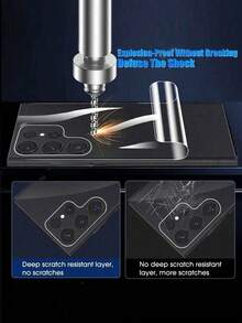 2 Pcs Back Hydrogel Film Compatible With Galaxy S25 S25Ultra 22 23 24 Ultra Plus Galaxy 22 23 24+ S21 S20 Note 20 10 Waterproof Shockproof Anti-Fall Scratch Resistant Anti-Fingerprint Full Cover - Clear - View 4