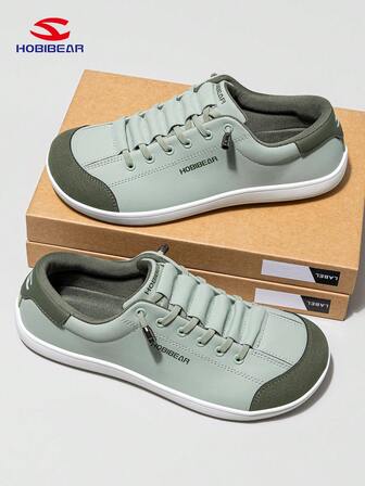 HOBIBEAR Wide Toe Box Barefoot Shoes One Stirrup Men Women Minimalist Breathable Comfortable Trail Running Walking Shoes PU Leather Surface