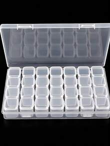 28-Grid Diamond Painting Diamond Storage Box, Container For Diamond Painting Embroidery Accessories,Jewelry Box Jewelry Storage Box Send Label Sticker Without Diamonds,No Tool Kit - trắng - Xem 2