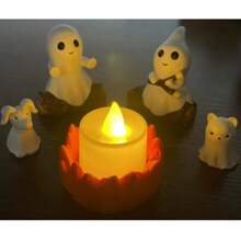 1 件幽灵篝火主题套装（不含蜡烛）万圣节装饰树脂挂件，营造梦幻氛围，适用于家居装饰、房间装饰、秋季装饰、客厅、台面柜、户外花园、节日场景布置、氛围照片道具，万圣节和周年纪念的独特礼物 - 彩色 - 查看 2