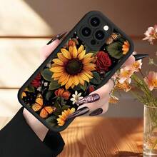 Funda de teléfono moderna y elegante, protege tu teléfono, funda suave simple con patrón de girasol, impresión UV, cubierta mate de 360 grados, protección completa para Apple,  11 12 13 14 15 16 Pro Max, para smartphone, mejor regalo de cumpleaños para niña o niño, fundas protectoras de diseñador para mujeres - 1 pieza - Ver 2