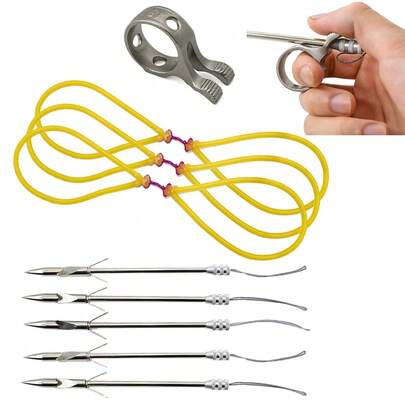 مجموعة أدوات صيد للخارج، رمح سمك من الفولاذ المقاوم للصدأ مع ملحقات مقلاع، معدات صيد وصيد، هدية للرجال والنساء