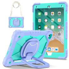 Colorblock Handheld Rotating Shockproof Protective Case With Shoulder Strap For Apple IPad Mini 7, IPad Mini 6, IPad 6th (9.7-Inch), IPad Pro 9.7 (2016), IPad 5th (9.7-Inch), IPad 10.2 7th Gen 2019, IPad 8th (10.2-Inch), IPad 9th Gen (10.2-Inch), IPad 11(A16 2025), IPad 10th (10.9-Inch), IPad Air 4th (10.9-Inch), IPad Air 5th Gen 2022, IPad Air 11-In.(M2)-2024, IPad Air 11(M3 2025)