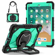 Colorblock Handheld Rotating Shockproof Protective Case With Shoulder Strap For Apple IPad Mini 7, IPad Mini 6, IPad 6th (9.7-Inch), IPad Pro 9.7 (2016), IPad 5th (9.7-Inch), IPad 10.2 7th Gen 2019, IPad 8th (10.2-Inch), IPad 9th Gen (10.2-Inch), IPad 11(A16 2025), IPad 10th (10.9-Inch), IPad Air 4th (10.9-Inch), IPad Air 5th Gen 2022, IPad Air 11-In.(M2)-2024, IPad Air 11(M3 2025)