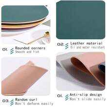 1/4/10 Juegos de manteles individuales triangulares y posavasos en forma navideña, manteles de cocina, almohadillas, decoración de mesa de cuero nórdico - CD rosa - Ver 9