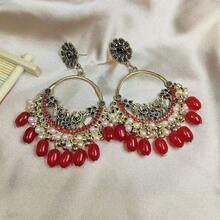 1 Đôi bông tai tròn đính đá lớn kiểu Bohemian cổ điển, thích hợp để đeo hàng ngày (Bông tai có hiệu ứng cũ kỹ, bình thường và không đồng nhất) - Cà phê - Xem 2