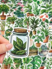 50pcs Green Plant Stickers, For Diary, Scrapbook, Phone Case, Notebook, Art Aesthetic Sticker Pack, Sticker Set, Scrapbooking Stickers, Decorative Stickers