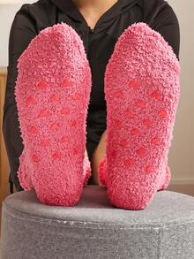 5/1 Pair Fluffy Socks Women's Bow Socks Furry Non-Slip Socks Bow Socks Furry Socks With Wooden Ears Bow Socks Christmas Gifts Halloween Gifts Mother's Day Gifts The Best Gift For Women Suitable For All Occasions - Multicolor - View 6