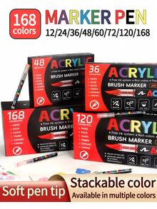 1 chiếc bút dạ Acrylic 288/240/168/120/72/60/48/36/24/12 màu, đầu mềm, đục, chống thấm nước, có thể pha trộn, dùng để vẽ Graffiti DIY - Nhiều màu - Xem 2