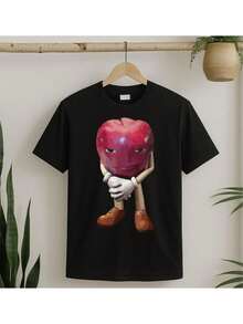 Retro Apple Design Men T-Shirt Meme Funny T Shirt Women Graphic Harajuku Streewear Clothes Causal Female Y2K Tops Tee - Black - View 1