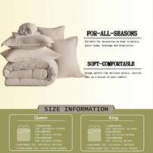 100% Microfiber 7 Pieces Chic Bed Comforter Set, Designed With Geometric Quilting, Suitable For Hotel Bedroom Room Decor, Suitable For All Four Seasons, Soft And Comfortable Summer Bedding Set, Including 1 Comforter, 4 Pillowcases, 1 Flat Sheet And 1 Fitted Sheet. - 卡其色 - 查看 7