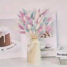 90pcs Artificial Rabbit Tail & Pampas Grass Decor Set - Ideal For Weddings, Home, And Rustic Parties DIY Table Centerpieces For Christmas, Halloween, Thanksgiving & Autumn Harvest