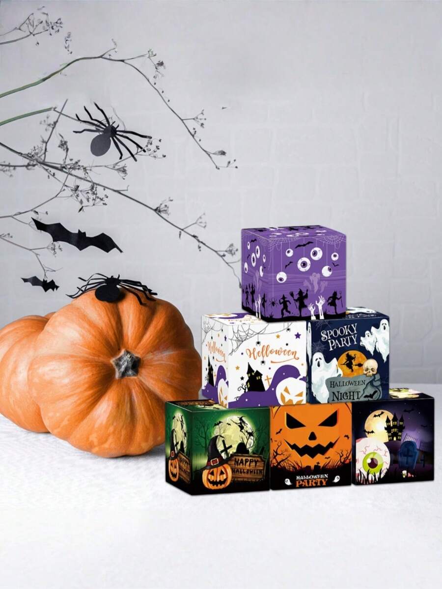 12-Piece Halloween Paper Packaging Gift Box - Three-Dimensional Packaging, Perfect For Wedding Gifts, Graduation Ceremonies, Personal Anniversaries And Holiday Celebrations, Unique Chocolate Candy Packaging Bags, Suitable For Halloween And Christmas Party Decoration Gift Bags, Suitable For Birthdays, Party Decorations, Event Gifts, Reusable, Multi-Color Party Gift Box Set