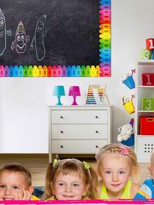 2 pièces Ensemble de bordures de crayon arc-en-ciel, décorations de bordure de tableau d'affichage, convient pour le tableau noir, le tableau d'affichage, le mur, la fenêtre de la salle de classe de l'école, la porte, la décoration de la rentrée scolaire, la décoration de la salle de classe, la décoration de la chambre, les fournitures pour bébé, la décoration de fête, la décoration de vacances, les cadeaux de baby shower