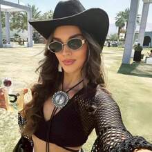 1 pereche/2 perechi ochelari de soare unisex cu ramă ovală din metal vintage boem, potriviți pentru petrecere, subțierea feței, purtare zilnică și accesorii fotografice