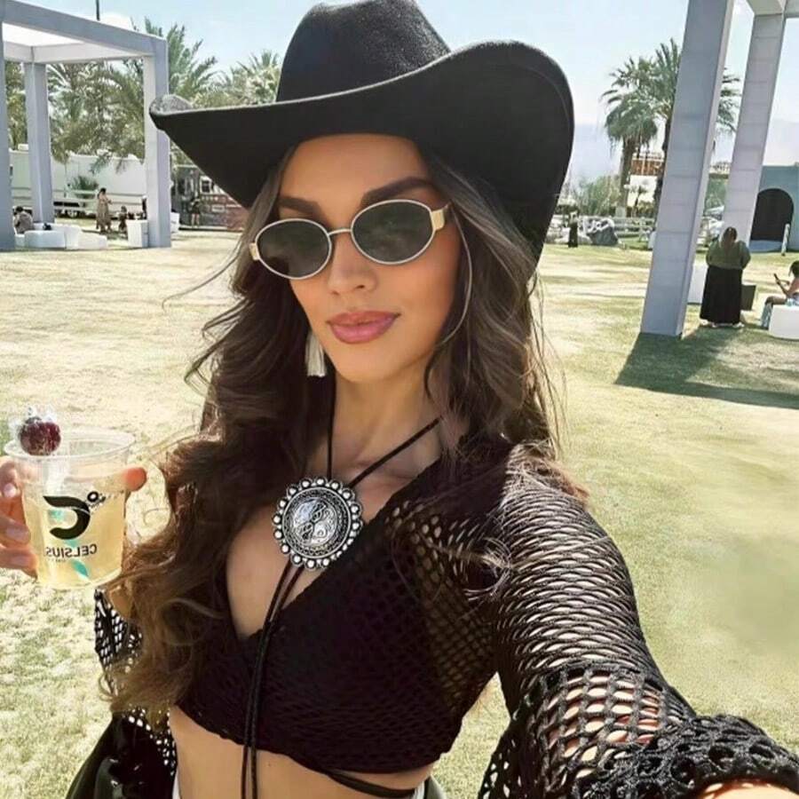 1 pereche/2 perechi ochelari de soare unisex cu ramă ovală din metal vintage boem, potriviți pentru petrecere, subțierea feței, purtare zilnică și accesorii fotografice