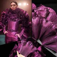1pc 2yards 18cm Wide Metal Sheen Wavy Big Ruffle Pleated Frill Trim, Suitable For Dress Design, Stage Decor, Garment Fabric - Multicolor - View 12