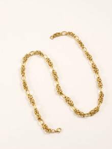 1pc Fashionable Titanium Steel Handmade Necklace, Unisex, Scratch-Resistant, Suitable For Couples - Gold - View 1