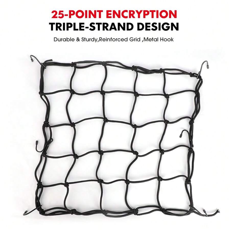 Carsun 通用弹力网袋 40*40cm 防刮弹力网 加厚密网 三合一 适用于摩托车油箱、头盔、行李、骑行配件 - 均碼 - 查看 1